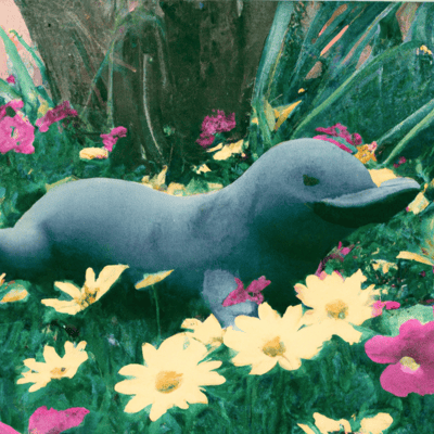 DALL·E 2022-12-07 16.54.07 - 35mm polaroid of a platypus playing in a lush floral garden, hyper-detailed, trending on Art Station